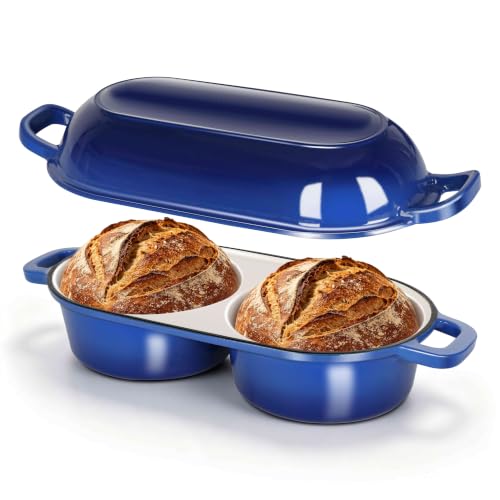 Double Dutch Oven for Sourdough Bread Baking, 2.6QT (Blue) - color: Blue