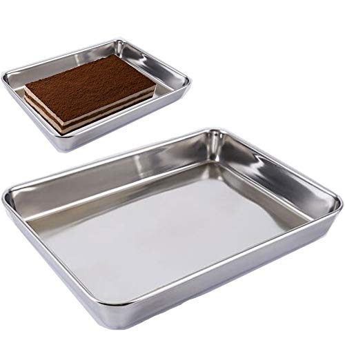 Baking Cookie Sheets Pan,Jelly-Roll Pans Roasting Pan,Stainless Steel Baking Pans Tray Cookie Sheet,Nonstick Toaster Oven Baking Sheet Pans, Easy Clean & Dishwasher Safe (12'' x 9.64'') - size: 12'' x 9.64''
