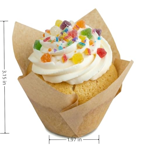 120Pcs Standard Tulip Cupcake Liners, Natural Muffin Baking Cups