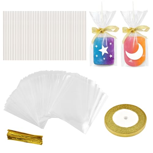 50‑Pack Rice Krispy Treats Bag Kit, Clear Cakesicle Bags and Sticks