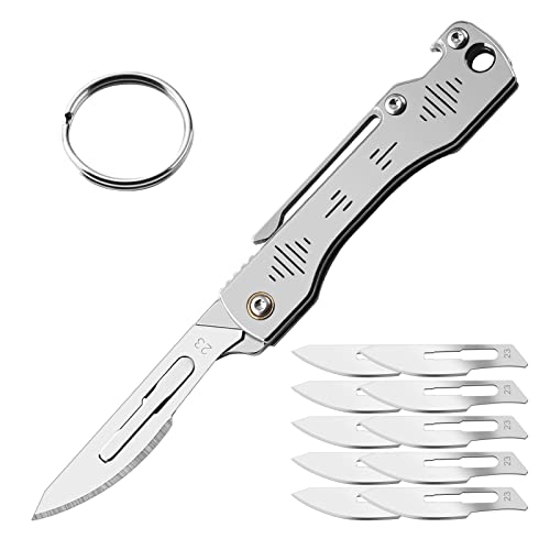 ITOKEY Folding Scalpel Knife, Replaceable Blade EDC Knife with Opener