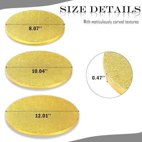 6-Pack Gold Cake Drum Board 8 Inch Circle Full Wrap Edge Cardboard Sheets Grease Proof Foil Stand Thick Disposable Base for Desserts Pastries Display - size: 8''