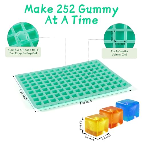2Pack Square Silicone Candy Molds,126- Cavity Non-Stick Mini Gummy Mold for Caramel,Hard Candy,Ice Cube,Chocolate,Ganache - size: 126-Cavity 2Pack