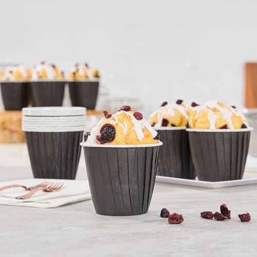 Restaurantware 4 oz Round Black Paper Tall Baking Cup, 200 Pack - color: Black, size: Tall