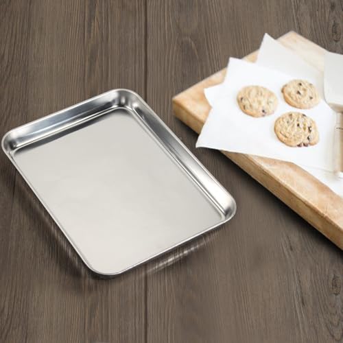 Baking Sheet Set of 4, Stainless Steel Cookie Sheet Pan for Baking Roasting - size: 10.23 x 8.26 x 1 inch
