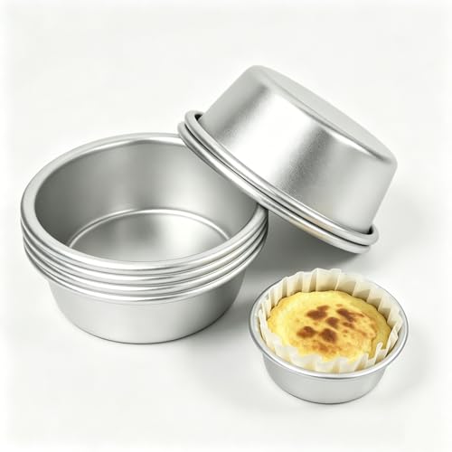 3 Inch Round Egg Tart Mold, Aluminum Small Tartlet Tin Cake Pan - size: 3.66" x2.87" x1.22" Aluminum