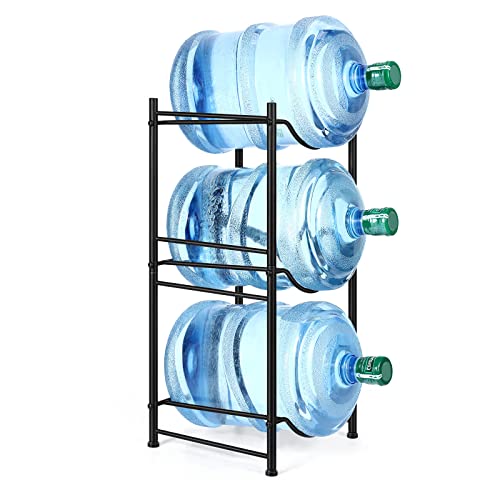 MOOACE 5 Gallon Water Jug Holder, 3 Tier Water Cooler Jug Rack - color: Black, size: 3-Tier