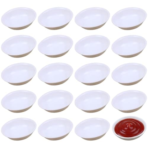 Angoily 20Pcs Unbreakable Dipping Sauce Bowls, White 2 Oz Soy Sauce Dish - color: 20 Pcs