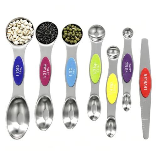 Multicolor Magnetic Measuring Spoons Set with Leveler - color: Multicolor