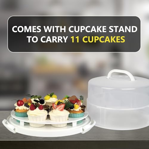 12 Inch Cake carrier Container with Lid and Handles Includes Insulated Bag for Safe Transportation of Buttercream Doesn't Melt Easy for Cakes, Pies and Cupcakes (Grey) - color: Grey