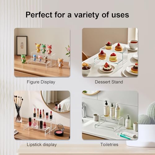 Acrylic Risers 8 Pcs (2 Sets), Clear Display Stands, 4 Sizes