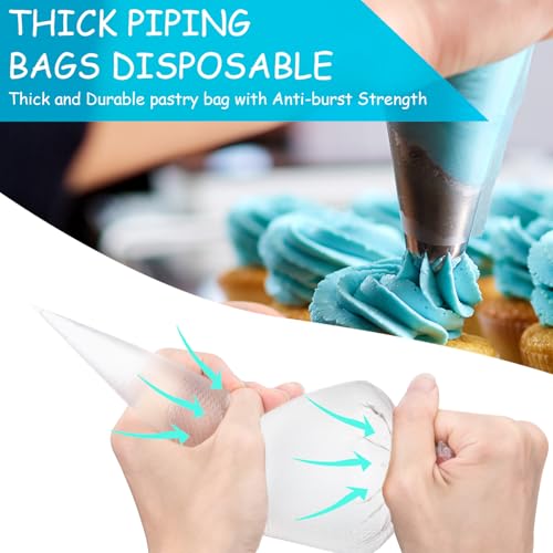 122Pcs Piping Bags and Tips Set, 100pcs 12 Inch Disposable Piping Bags, 16 Inch Reusable Icing Pastry Bags, Anti Burst Frosting Bags, Cake Decorating Bags Kit Supplies for Baking Cupcake Cookies Tools - size: 12 Inch & 16 Inch