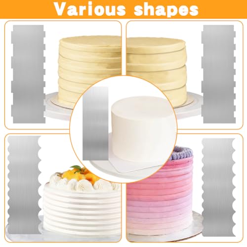6Pcs Cake Scraper Set, 8.6inch Double Sided Cake Decorating Comb Scraper