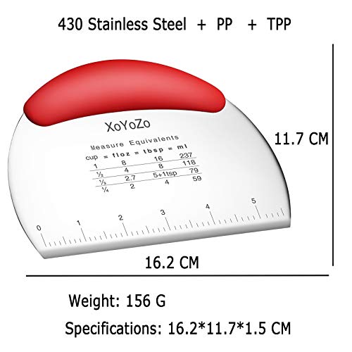 1 pcs Dough Pastry Scraper Chopper/Stainless Steel Dough Scraper Cutter with Ergonomic Rubber Non-Slip Grip/Dough Scraper Cutter/Pro Pastry Pizza Cutter Chopper (Red) - color: Red