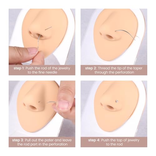 20g 16g 18g Piercing Taper Internal Threaded Piercing Taper Insertion Threader Tool Threadless Jewelry Changing Tool Horseshoe Nose Ring Labret Earring Studs Applicator Piercing Ball Grabber - color: C1- Graber + Insertion Threader Tool
