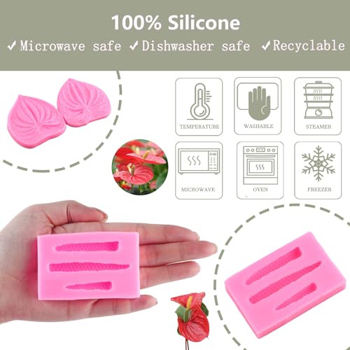 ZiXiang Anthurium Silicone Mold Anthurium Stamen Fondant Molds Set of 2 - color: Style G