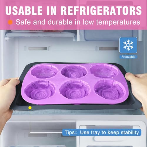 Walfos Rose Ice Cube Mold 2.8 Inch,Soap Mold, Make 12 Cute Flower Shape Ice. BPA Free and Dishwasher Safe.Release Easily.Perfect for Soap Cocktails Juice Whiskey Jelly Chocolate etc.(Set of 2 Pink) - color: Pink+purple/rose