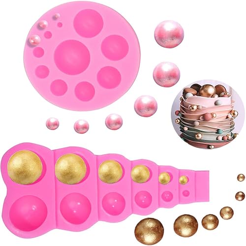 2 Pcs 3D Pearl Fondant Mold, Semi Sphere Chocolate Silicone Molds, Round Lollipop Mold, Dome Mousse Accessories Bakeware Tool