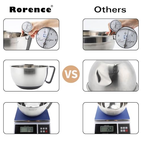 Rorence Stainless Steel Mixing Bowls Set with Lids,1.5,3 & 5 Qt,Gray - color: Gray