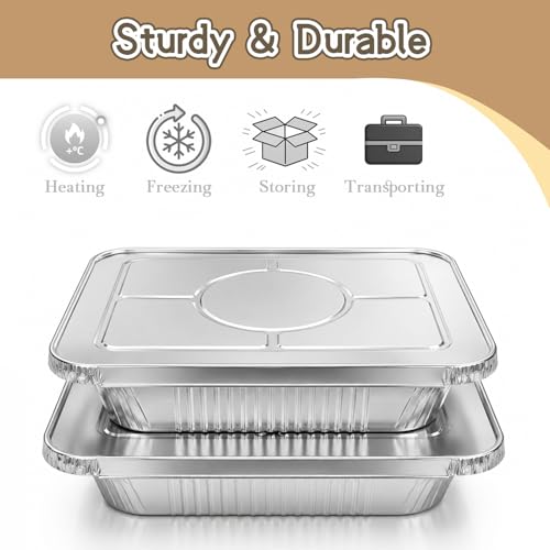 9x13 Aluminum Foil Pans 30pack, Disposable Half Size Tin Pans for Cooking - size: 9 x 13 without lids