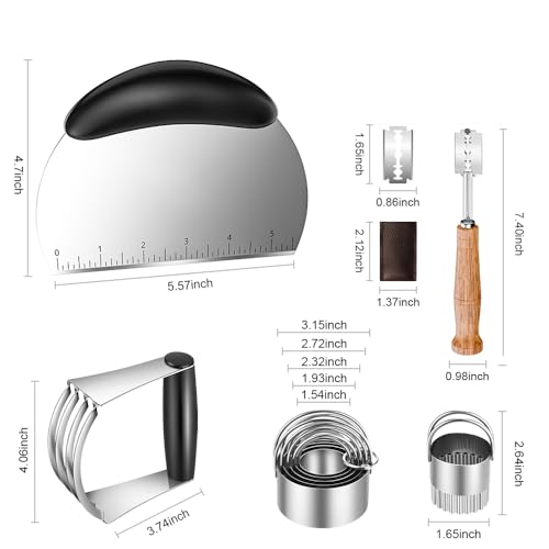 Pastry Cutter, Biscuit Cutter, Dough Scraper, Bread Lame - color: 5 pcs black