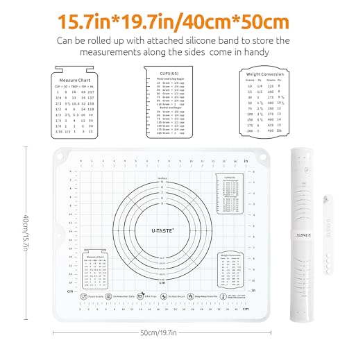 U-Taste Silicone Pastry Mat, Dough Rolling Baking Sheet, 16x20"/Transparent - color: Transparent, size: 15.8"L x 19.7"W