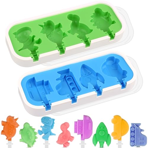 WMKGG Cartoon Silicone Popsicle Molds for Kids, 2 PCS Popsicles Molds - color: Dinosaur