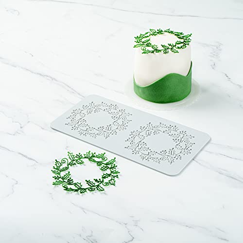 Restaurantware Pastry Tek Fondant Impression Mat 1 Reusable Fondant Embosser - Autumn Leaf Halo Pliable Gray Silicone Cake Impression Mat Dishwashable For Cake Decoration - style: Autumn Leaf Halo