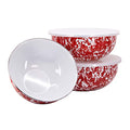Golden Rabbit Enamelware Nested Mixing Bowls with Lids, Set of 3, Red Swirl - color: Red Swirl