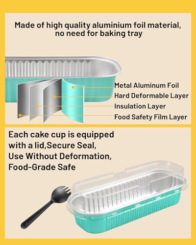 Mini Loaf Pans with Lids, 50 Pack, 6.8 oz, Blue - color: Blue