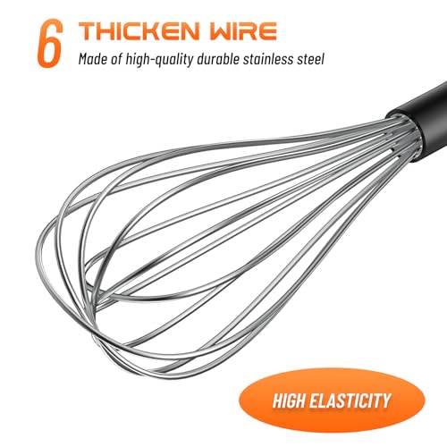 NileHome Whisk Set 8" 10" Kitchen Whisk,2-Pack - color: Black-Silver, size: 2 Piece