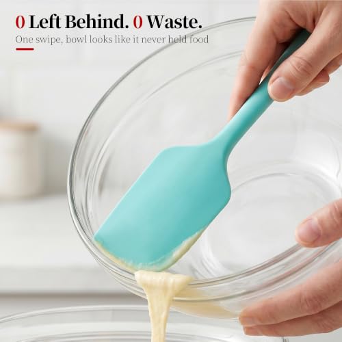 600ºF Heat Resistant Silicone Spatula Spoonula Set of 3, Aqua Sky - color: (1) Aqua Sky, size: 3 Spatulas