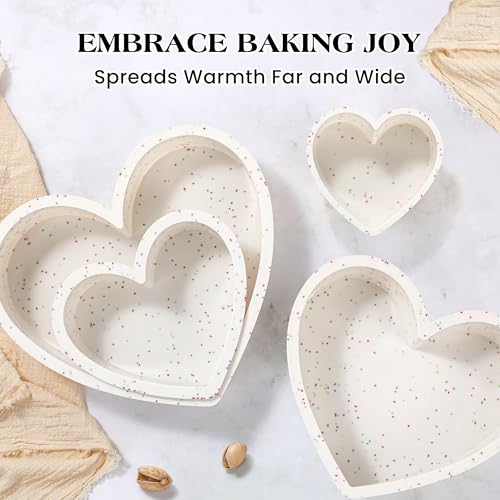 6 Inch Small Heart Shaped Cake Pans for Baking, Set of 3 - color: Cream, size: 6 inch