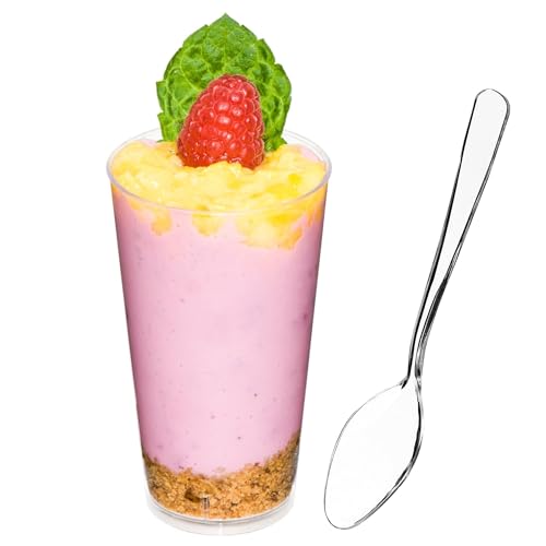 DLux 50 x 3 oz Mini Dessert Cups with Spoons, Shooter - color: 50 cups + 50 spoons