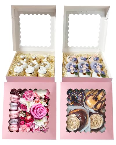 Bakepacker 36pcsAuto-pop Up Pie Boxes 10x10x2.5 inches Pink - color: Pink