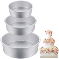 3 Pack Cake Pan Round, 6 inch/8 inch/10 inch Aluminum Baking Pans for Layer Cakes Metal Tier Cake Tins Heavy Duty Non-Stickfor Birthday Wedding Party, Home Kitchen, 3inch Depth