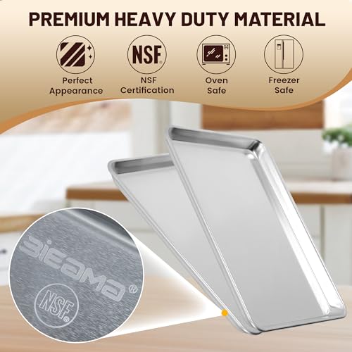 BIEAMA 6 Pack 15" x 21" Baking Sheet Pan, Aluminum Large Size Cookie Sheets - size: 6PACK 15"×21"