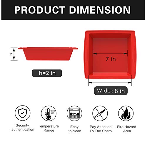 SILIVO 2 Pack 8 inch Cake Pans, 8x8 Nonstick Baking Pan