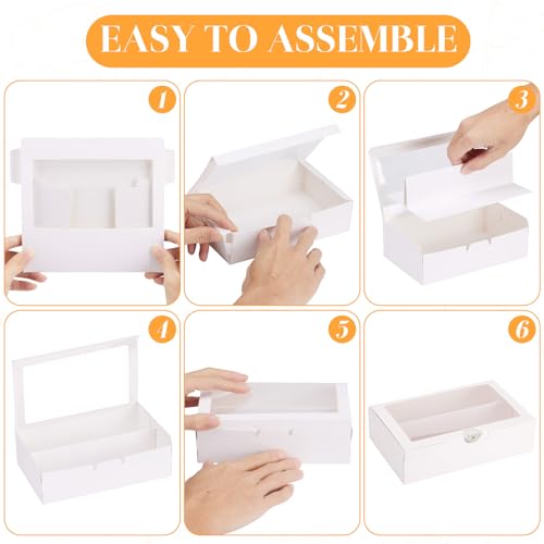 Macaron Boxes with Window, Pack of 10, 7.3x4.6x2in, Each Holds 12pcs