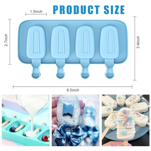Ouddy Life Popsicle Molds Set of 2, Ice Pop Molds Silicone Cake Pop Mold - color: green blue