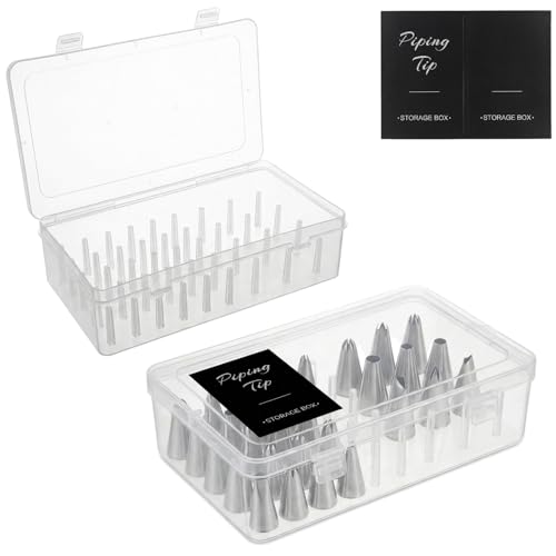 2-Pack Piping Tips Storage Box with Fixed Pins and Labels - color: Clear
