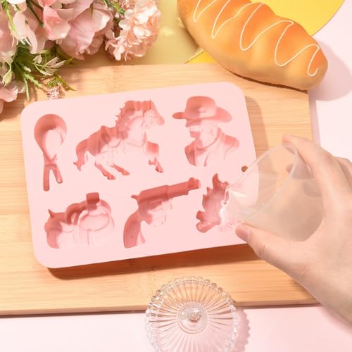 Airssory 2 Pcs Cowboy Silicone Mold Pink 17x13.5x2.3cm for Baking Candy Making DIY Dessert Decor Fondant Chocolate Cupcake Themed Craft - color: Cowboy Silicone Mold