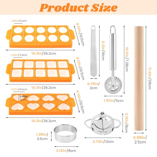 8PCS Ravioli Maker Press Set,for Homemade Pasta,Dumpling,Pastry Kit - color: Yellow