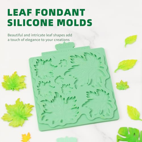 KALAIEN Leaf Molds Silicone,Leaves Chocolate Fondant Molds Set of 2 (Maple) - color: 2 Pcs(maple)