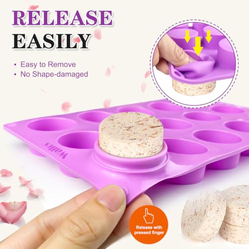 Walfos 3 Pack Small Soap Molds,15 Cavity Mini Round Silicone Molds,1.5inch Cylinder Silicone Soap Molds Perfect for Soap Making.Non-Stick BPA Free and Dishwasher Safe - color: Pink/cylinder