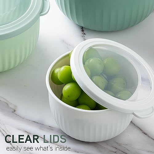 COOK WITH COLOR Prep Bowls with Lids- Wide and Deep Nesting Plastic Small Mixing Bowl Set with Lids, 12 Piece Set - Deep Bowls, Sage - color: Sage, size: 12 Piece Set - Deep Bowls