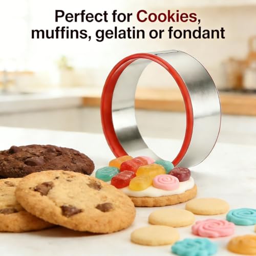 3-Piece Round Cookie Cutter Set, Stainless Steel 3/4/5 Inch - style: Round