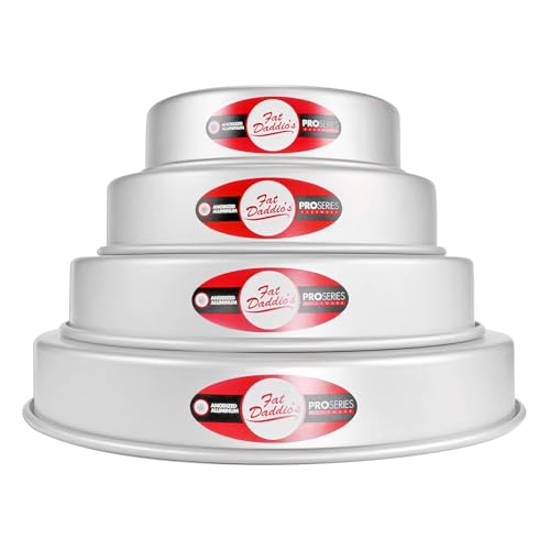 Fat Daddio's Anodized Aluminum 4-Tiered Even Round Cake Pan Set, 2 Inch Depth - size: 2 Inch Depth, Set of 4, style: Sets