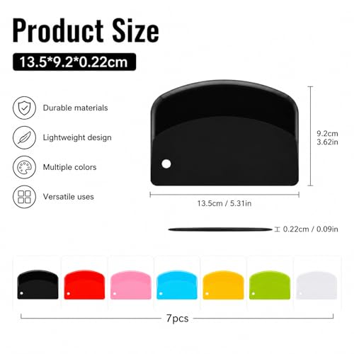 7PCS Dough Scraper, Plastic Bench Scraper