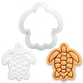 BAKERLOGY Sea Turtle Mini Cookie Cutter and Stamp Set – Ocean Animal Fondant Embosser, Beach Themed Cupcake Topper Mold for Summer Party, Under the Sea Baking & Coastal Treats